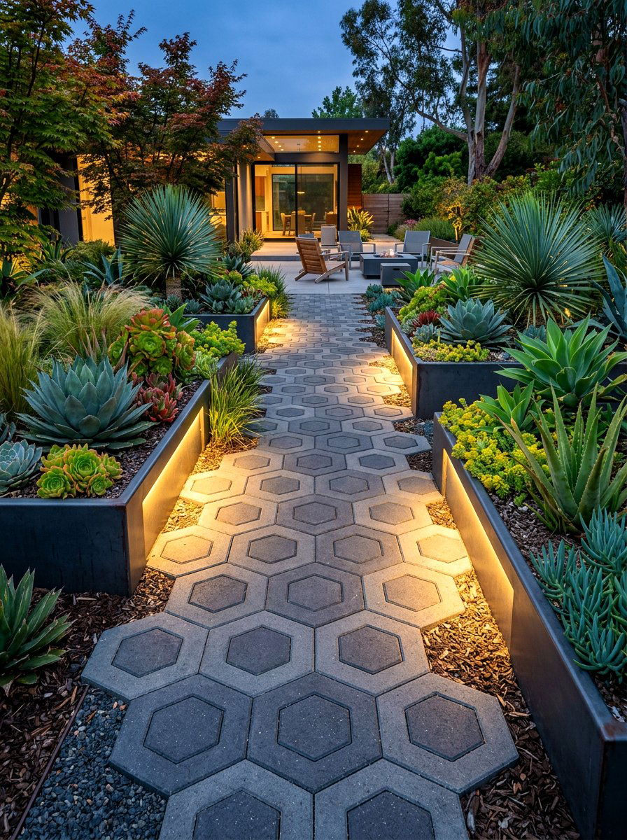 Geometric Paver Path - 30 raised bed path ideas