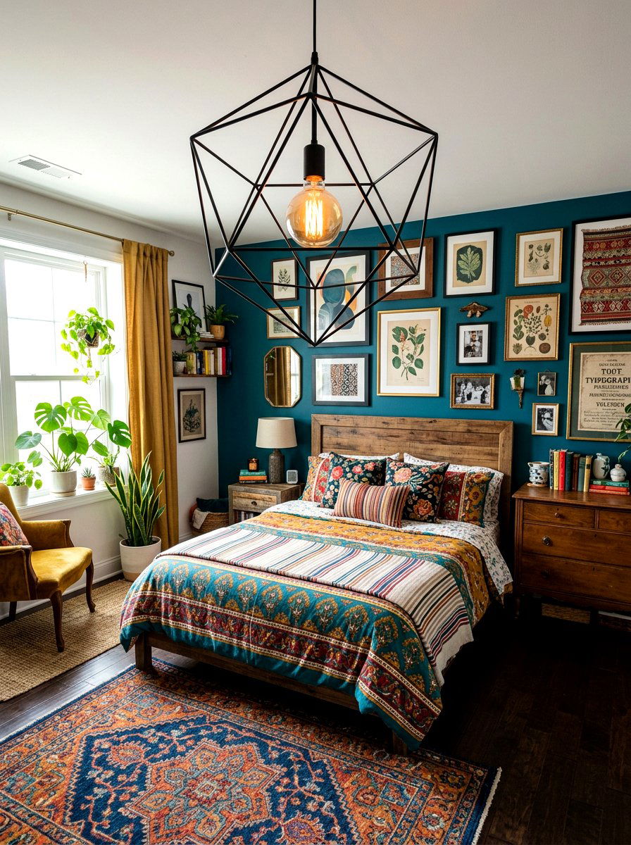 Geometric Pendant - 30 bedside lighting ideas