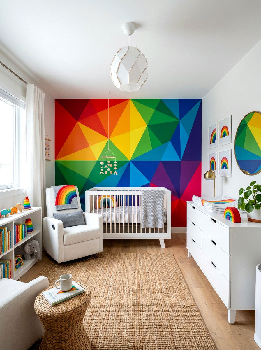 Geometric Rainbow Nursery - 30 rainbow nursery ideas