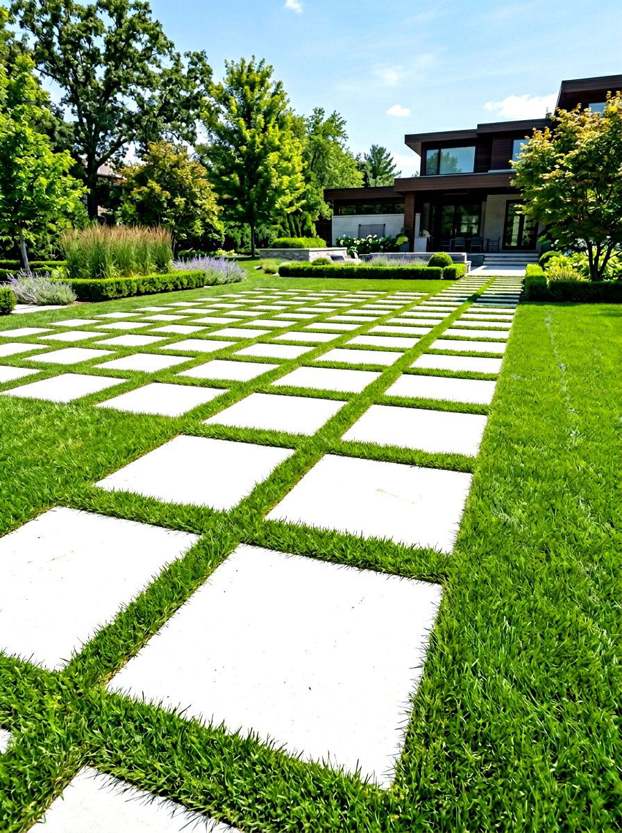 Geometric Stepping Stones - 30 modern front yard ideas
