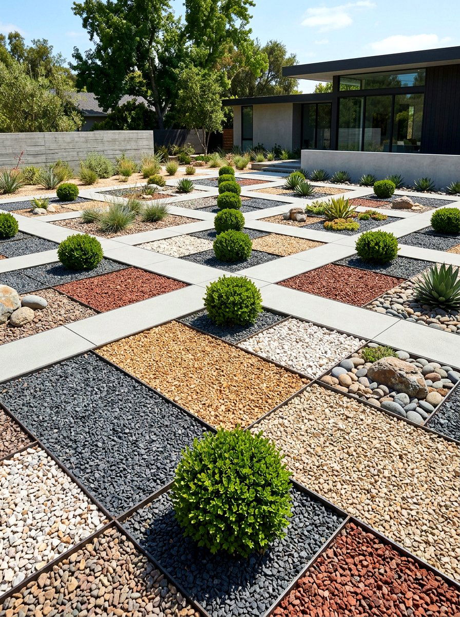 Geometric Stone Layout - 30 front yard rock garden ideas