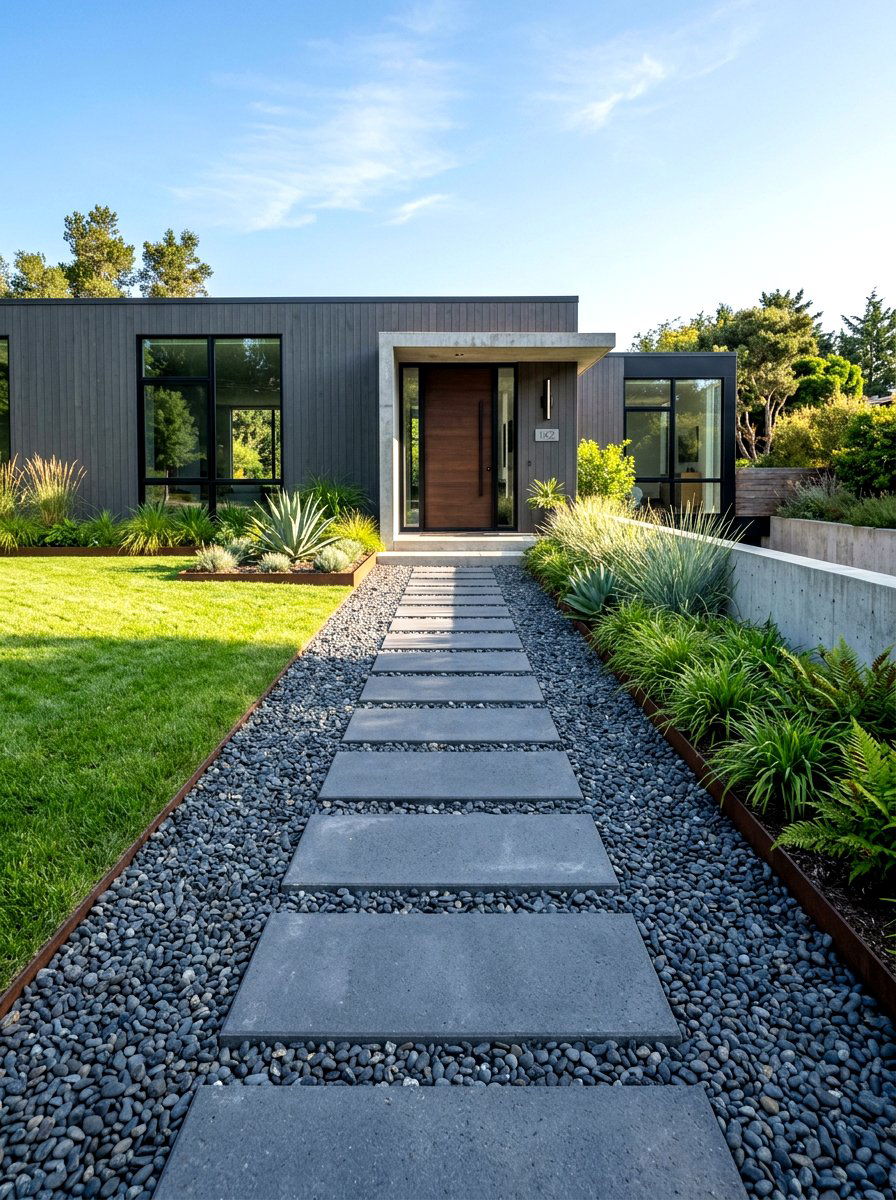 Geometric Stone Path - 30 pebble garden ideas