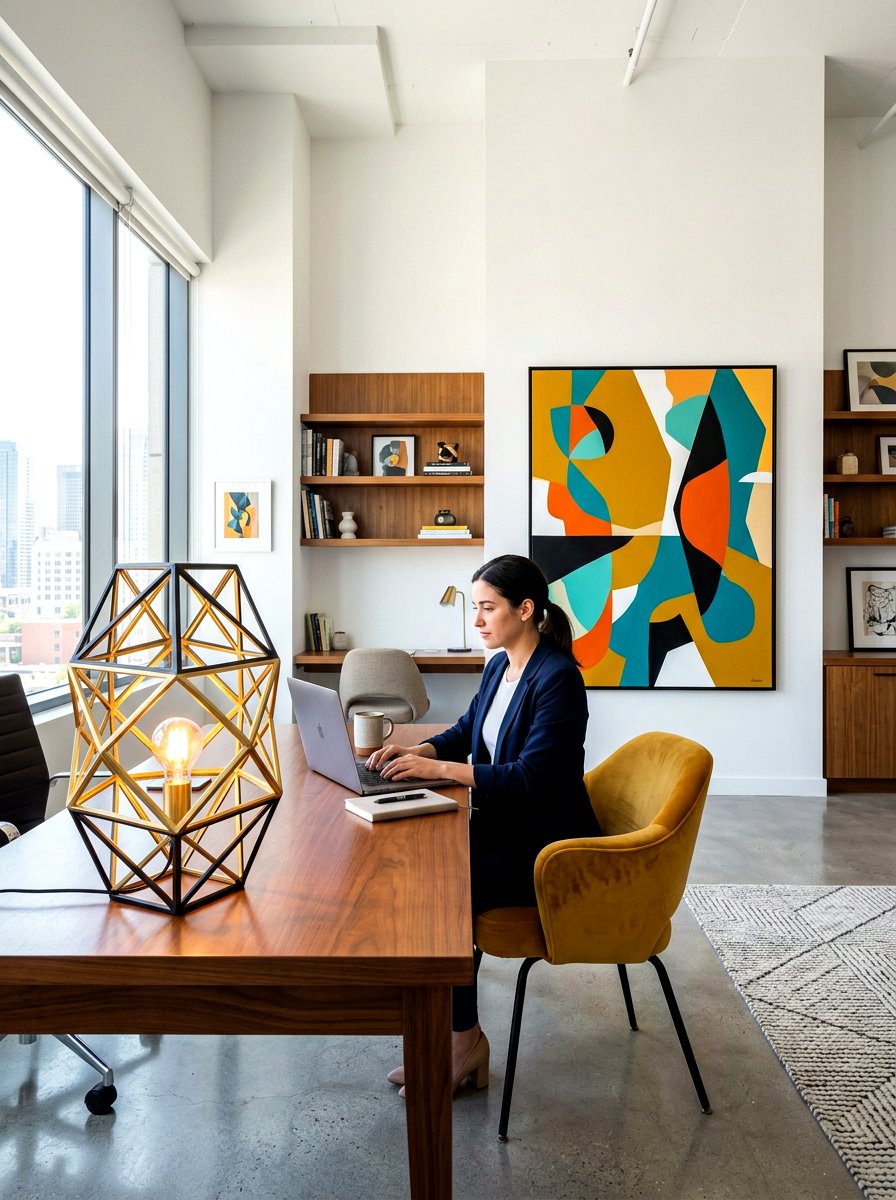 Geometric Table Lamp - 30 home office lighting ideas