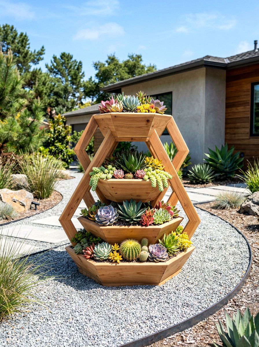 Geometric Tiered Garden Planter - 30 elevated garden bed ideas