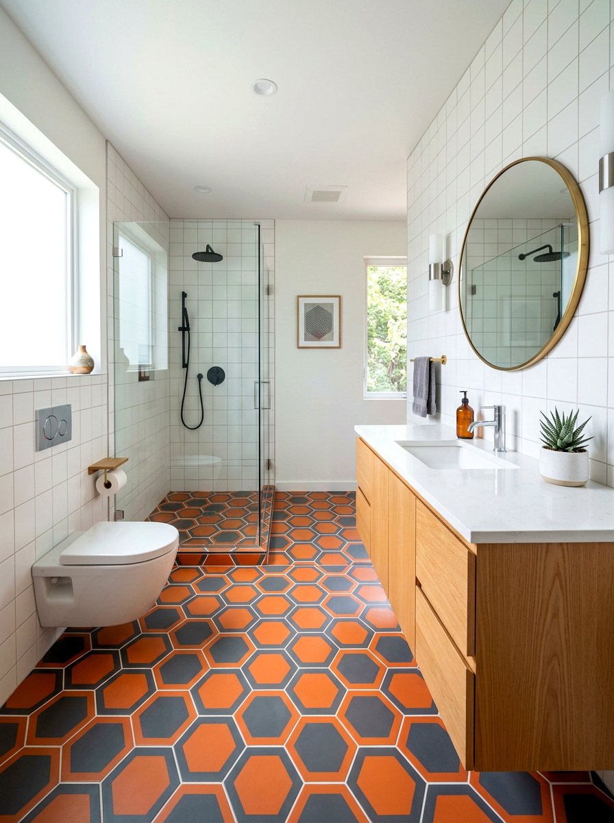 Geometric Tile Bathroom - 30 maximalist bathroom ideas
