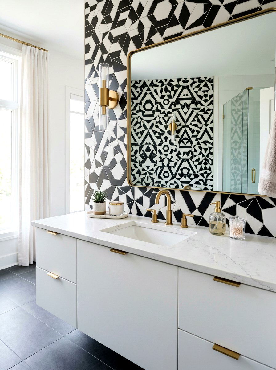 Geometric Tiled Vanity - 30 neo deco bathroom vanity ideas