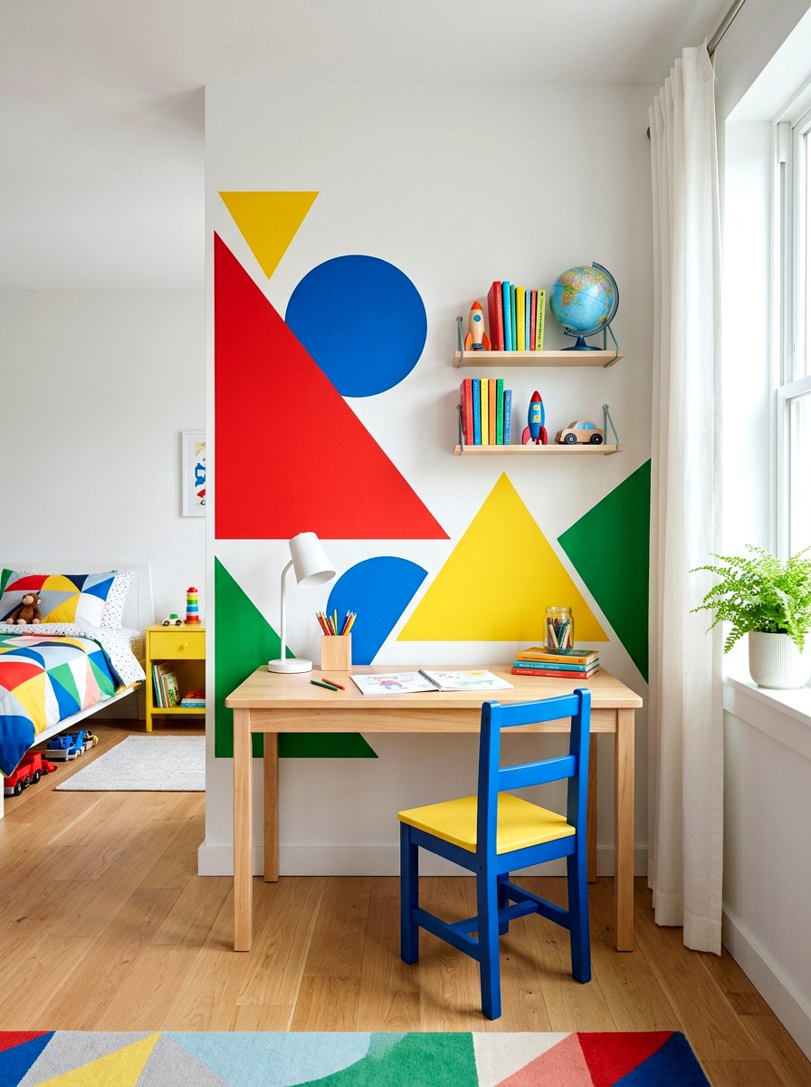 Geometric Wall Decal - 30 kids desk wall ideas