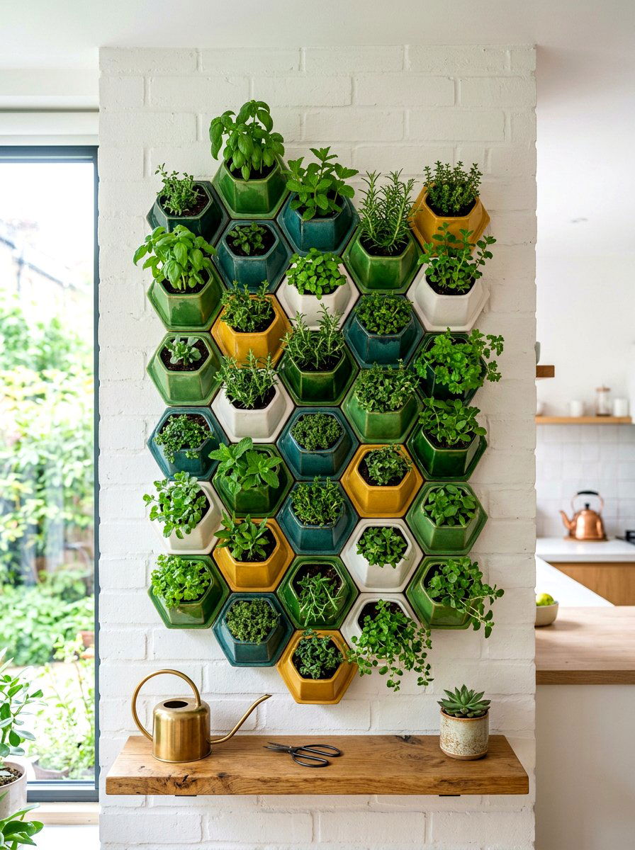 Geometric Wall Herb Planter - 30 herb garden corner ideas