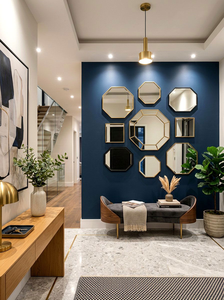 Geometric Wall Mirror - 30 foyer mirror wall ideas