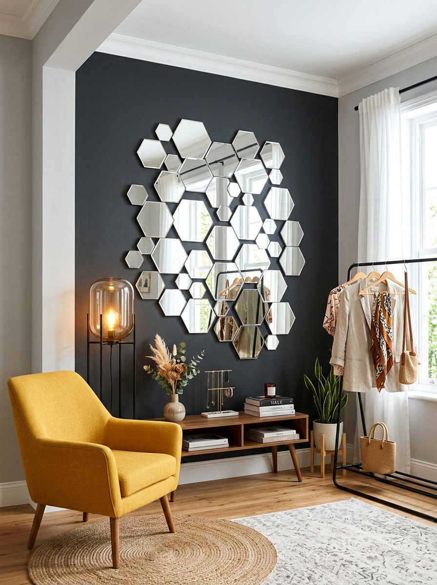 Geometric Wall Mirror - 30 dressing room mirror wall ideas