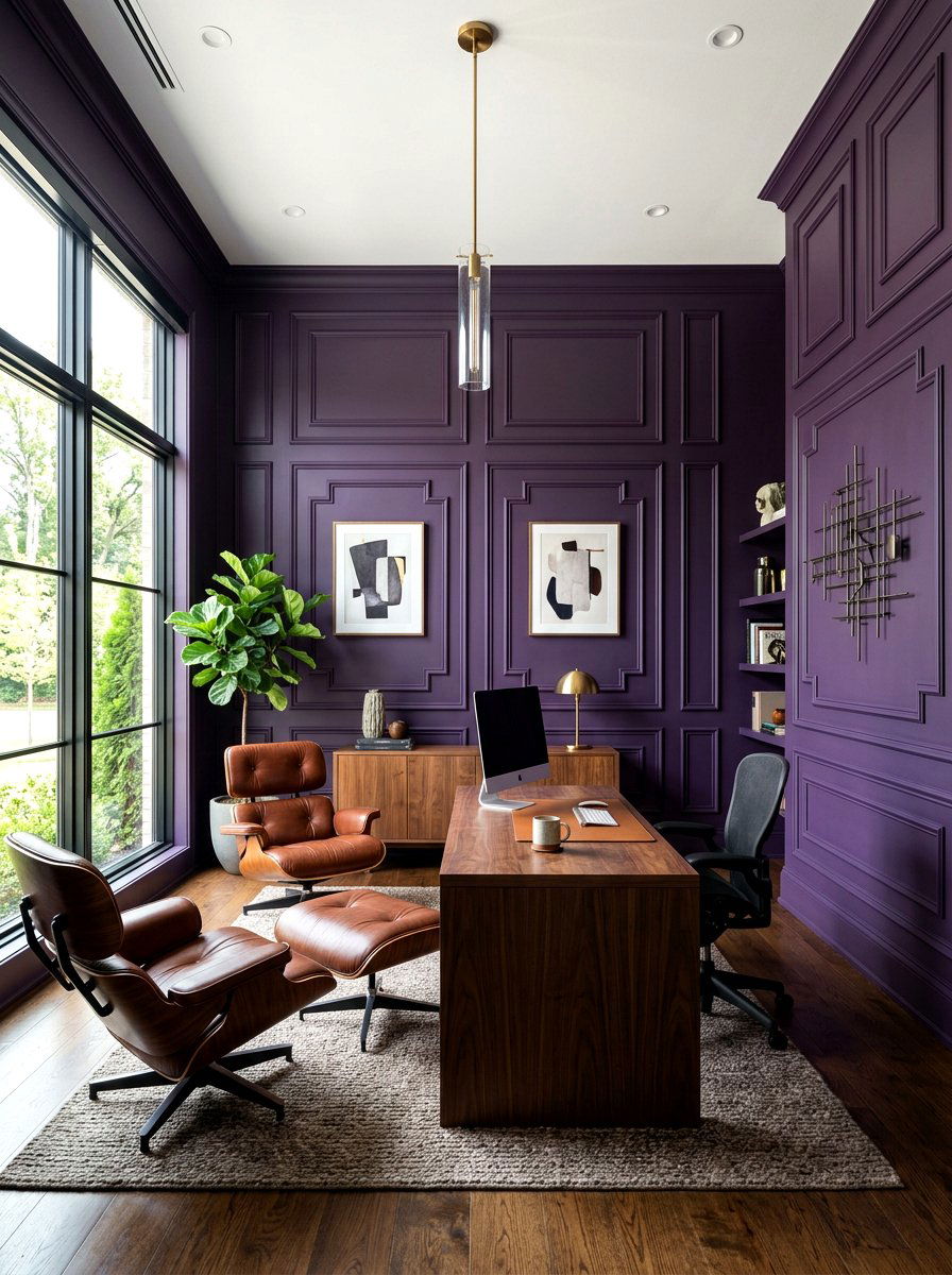 Geometric Wall Molding - 30 moody editor office ideas