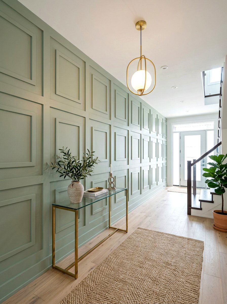Geometric Wall Molding - 30 foyer accent wall ideas