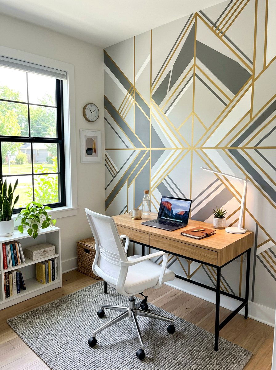Geometric Wall Mural - 30 small room mural ideas