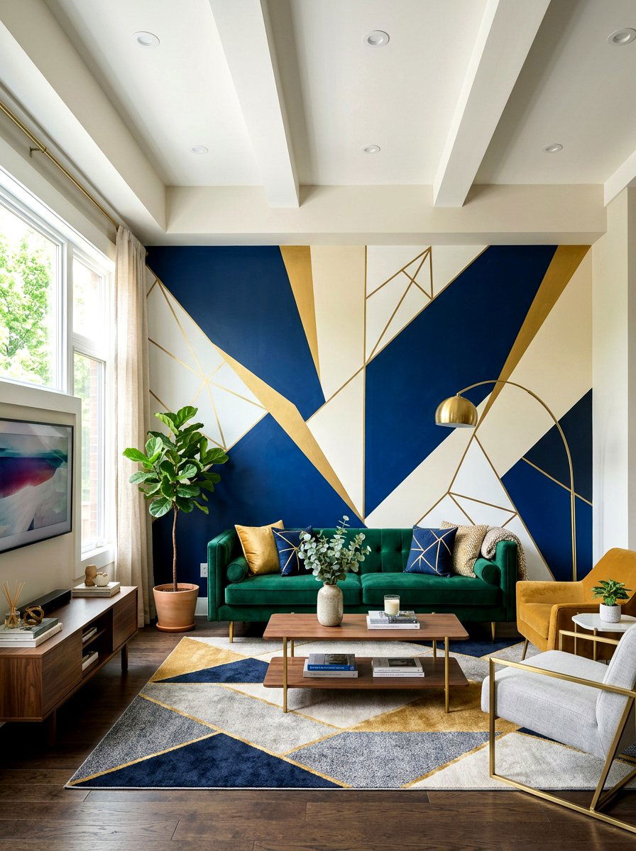Geometric Wall Mural - 30 peel and stick mural ideas