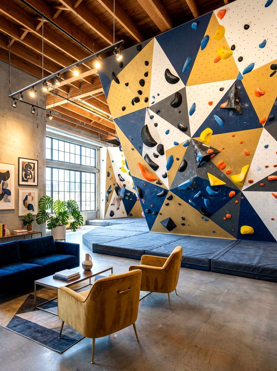 Geometric Wall Pattern - 30 climbing wall playroom ideas
