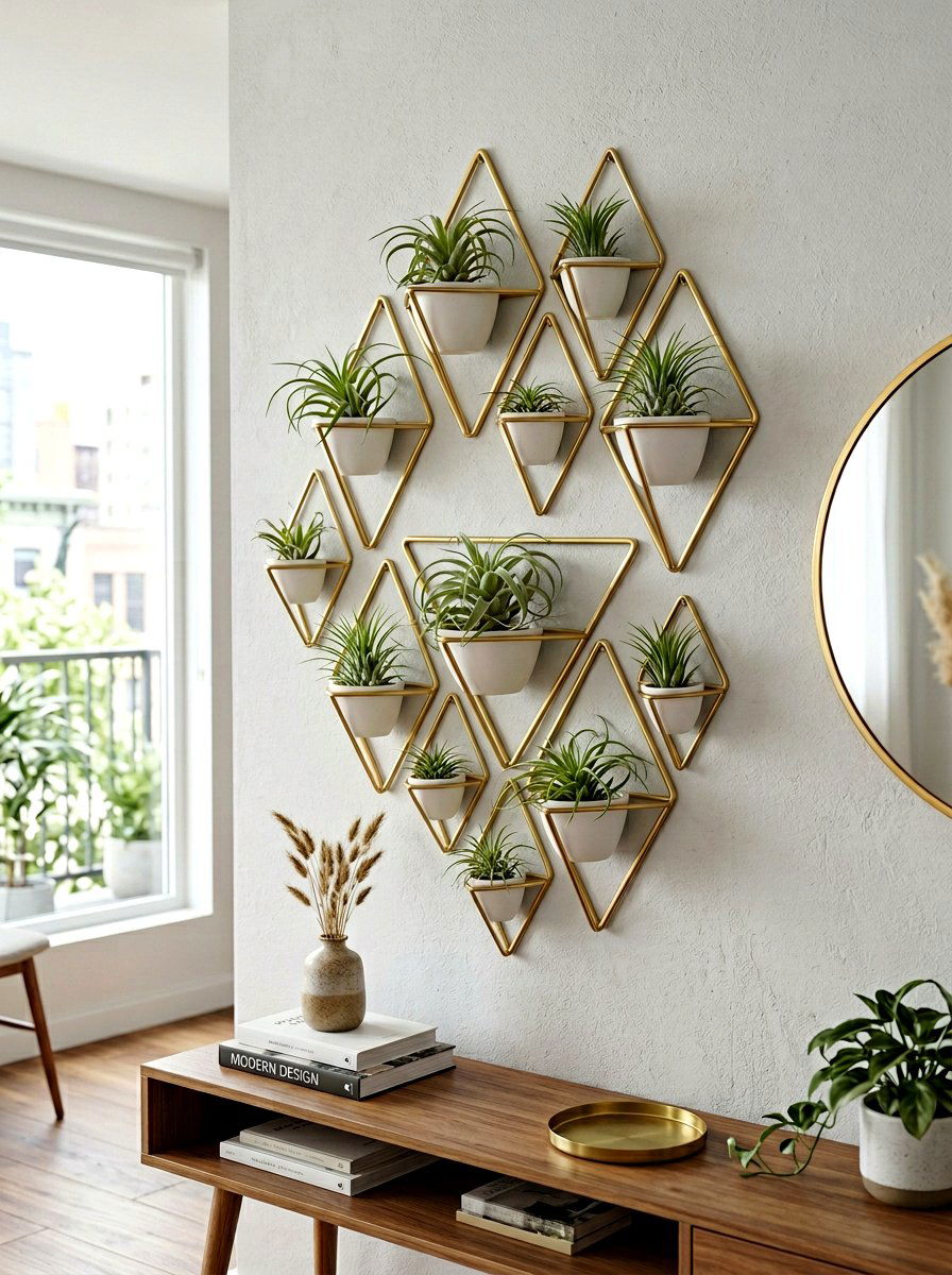 Geometric Wall Pot Holder - 30 vertical garden corner ideas