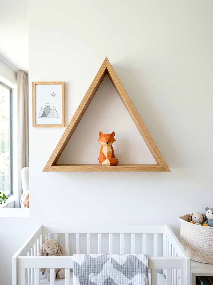 Geometric Wall Shelf - 30 nursery shelf styling ideas