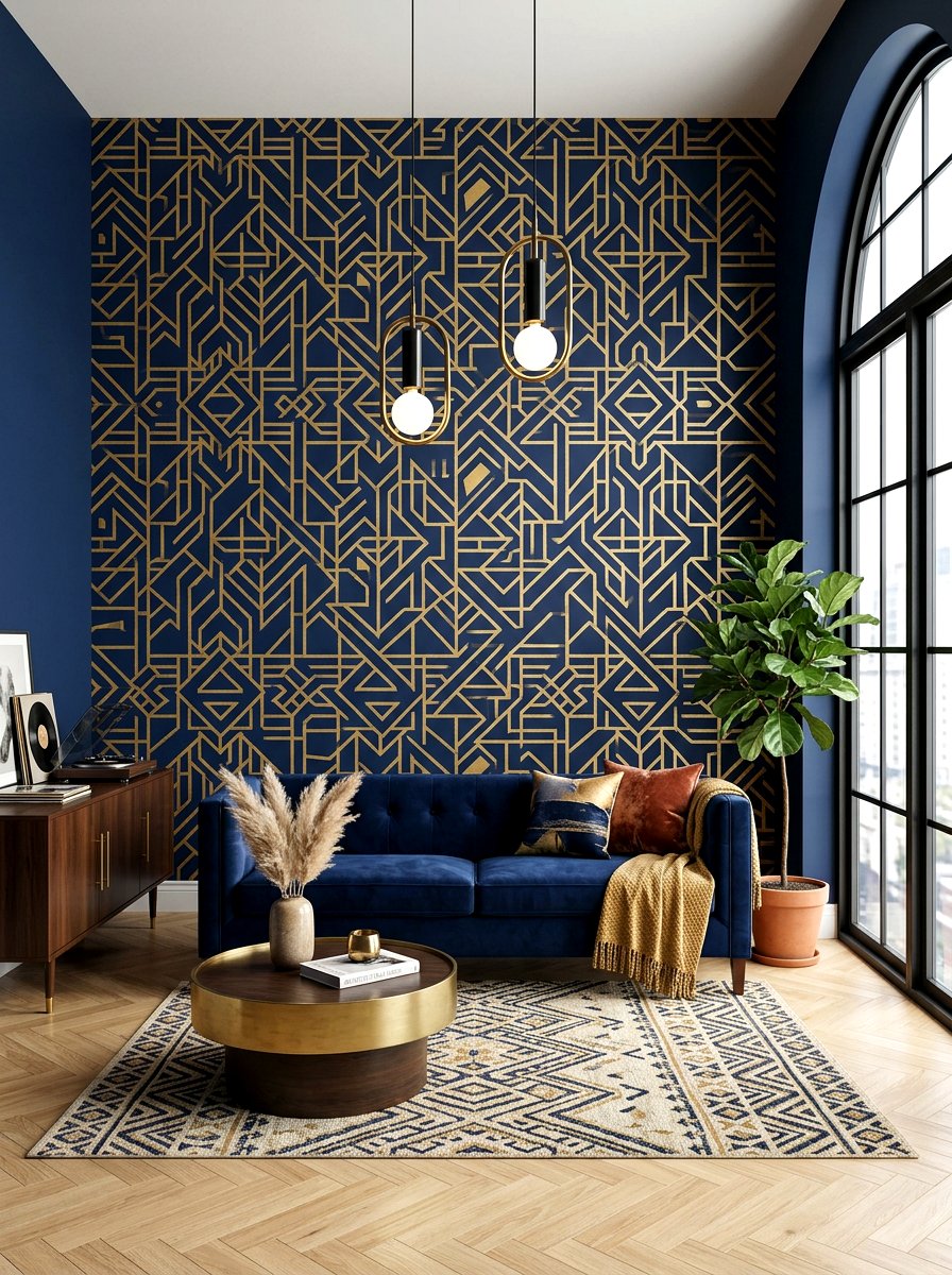 Geometric Wall Stencil - 30 home studio backdrop ideas