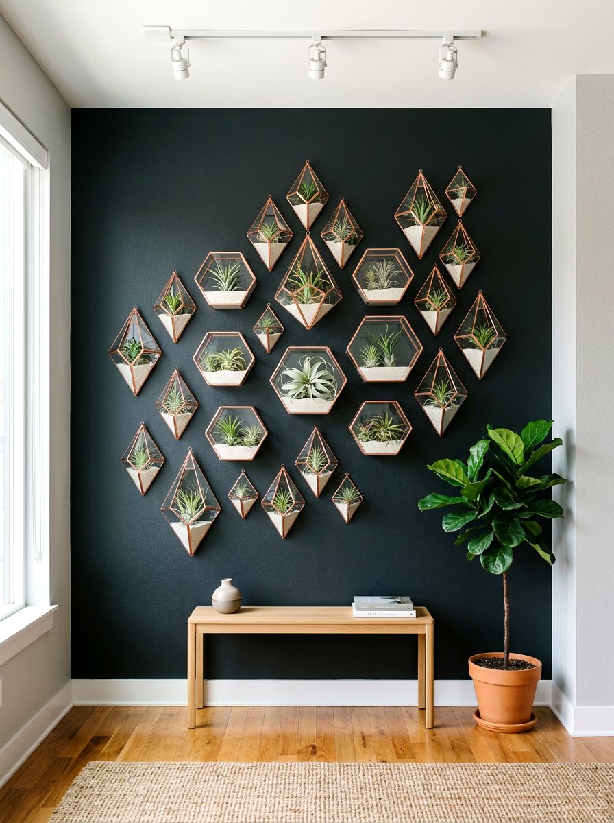 Geometric Wall Terrarium Garden - 30 hanging wall garden ideas