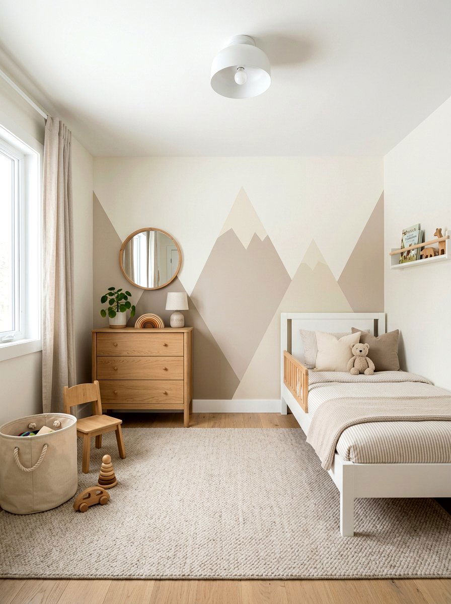 Geometric Wall Toddler Bedroom - 30 neutral toddler room ideas