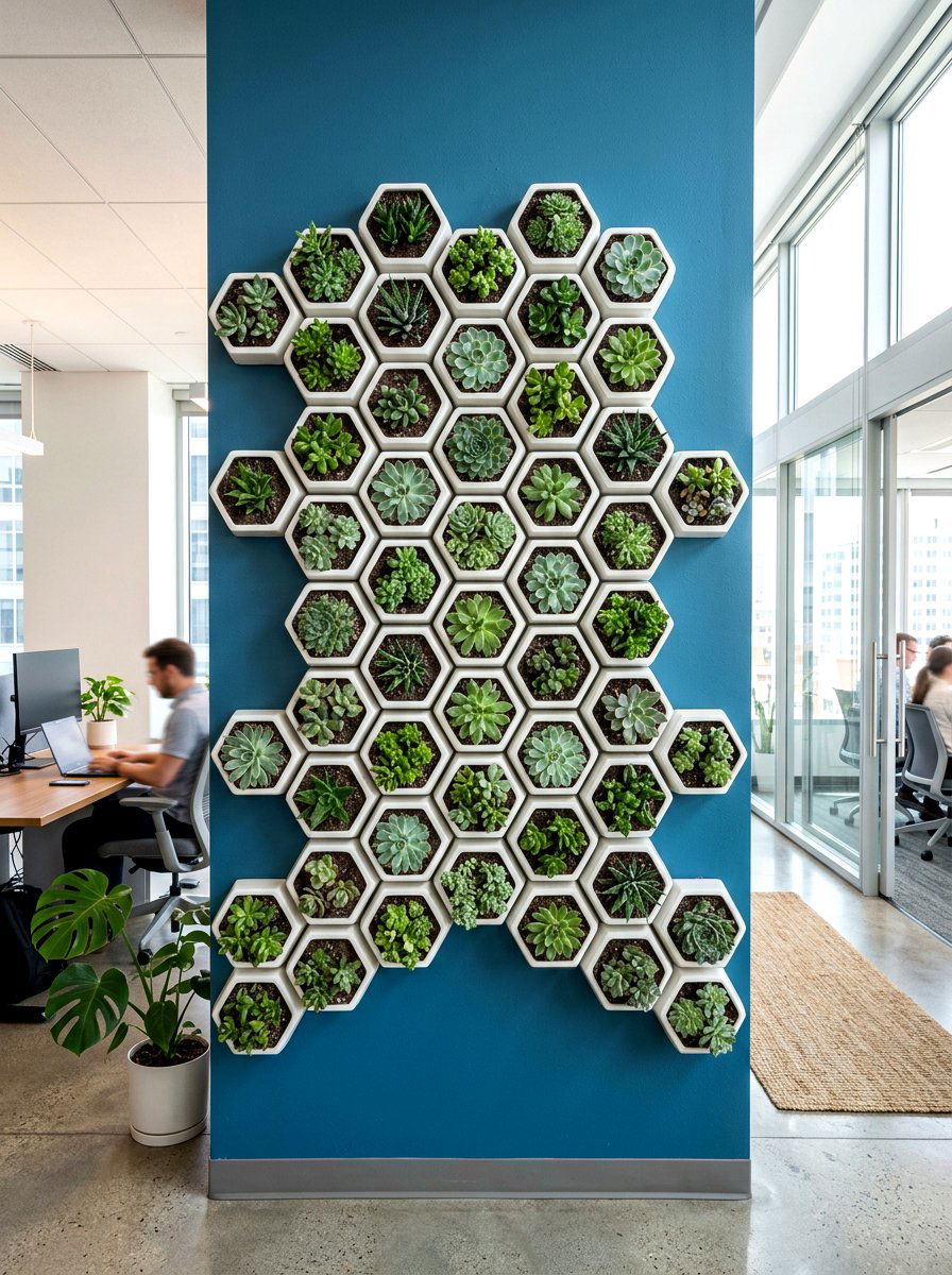Geometric Wall Vertical Planter Box - 30 vertical planter box ideas