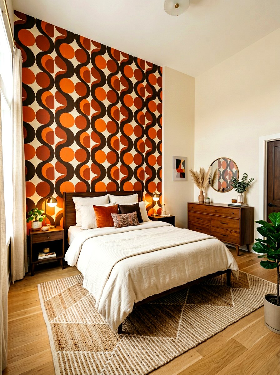 Geometric Wallpaper Bedroom - 30 seventies bedroom ideas