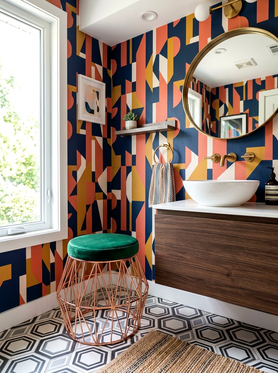 Geometric Wire Bathroom Stool - 30 bathroom stool ideas