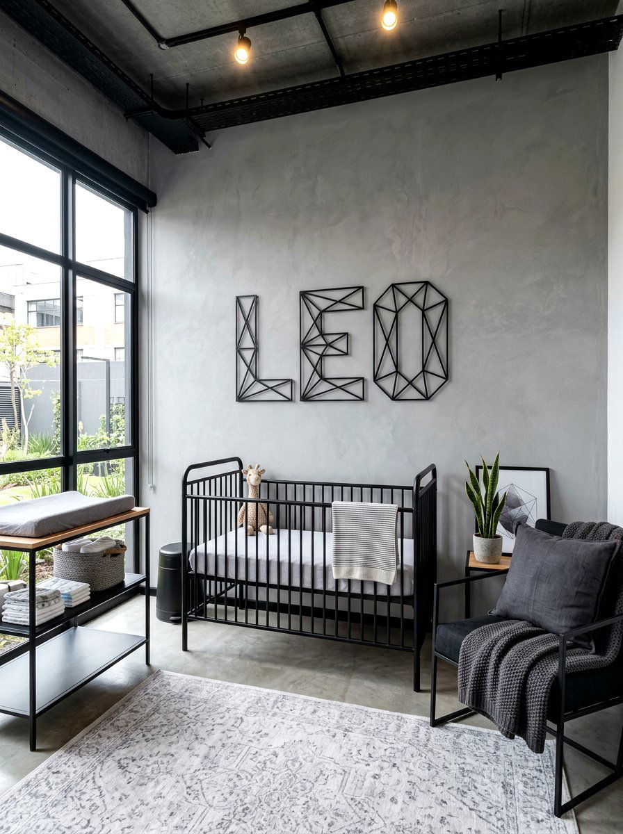 Geometric Wire Name Sign - 30 monogram nursery ideas