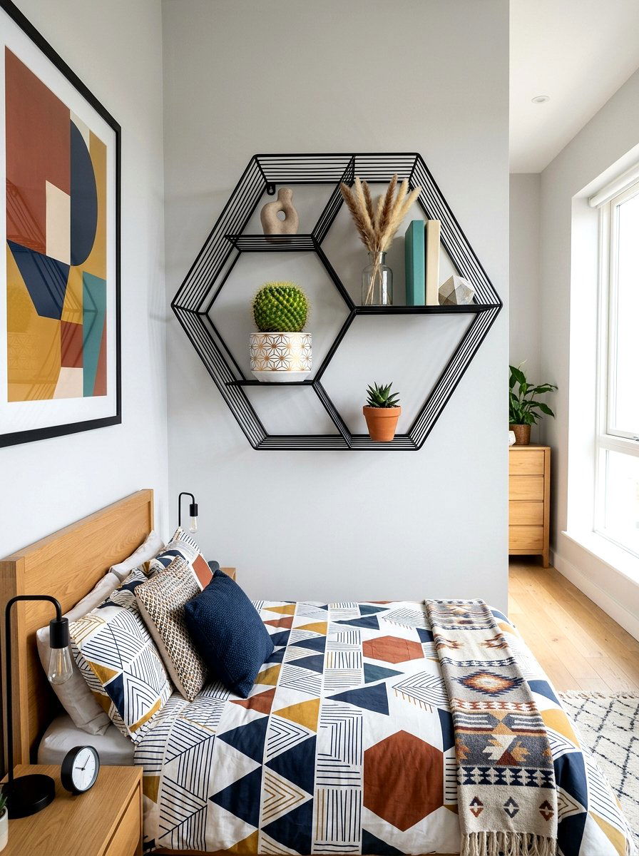 Geometric Wire Wall Shelf - 30 wall mounted nightstand ideas
