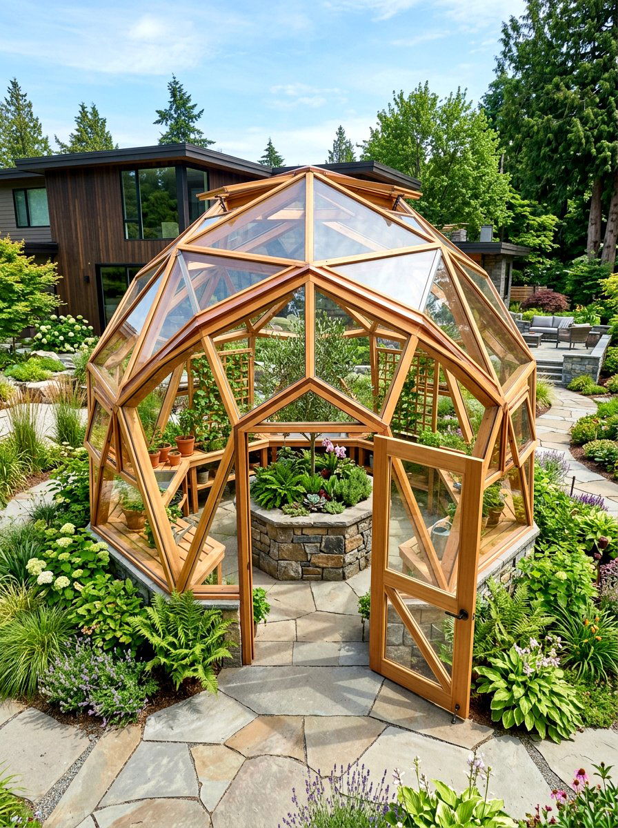 Geometric Wood Greenhouse - 30 budget greenhouse ideas