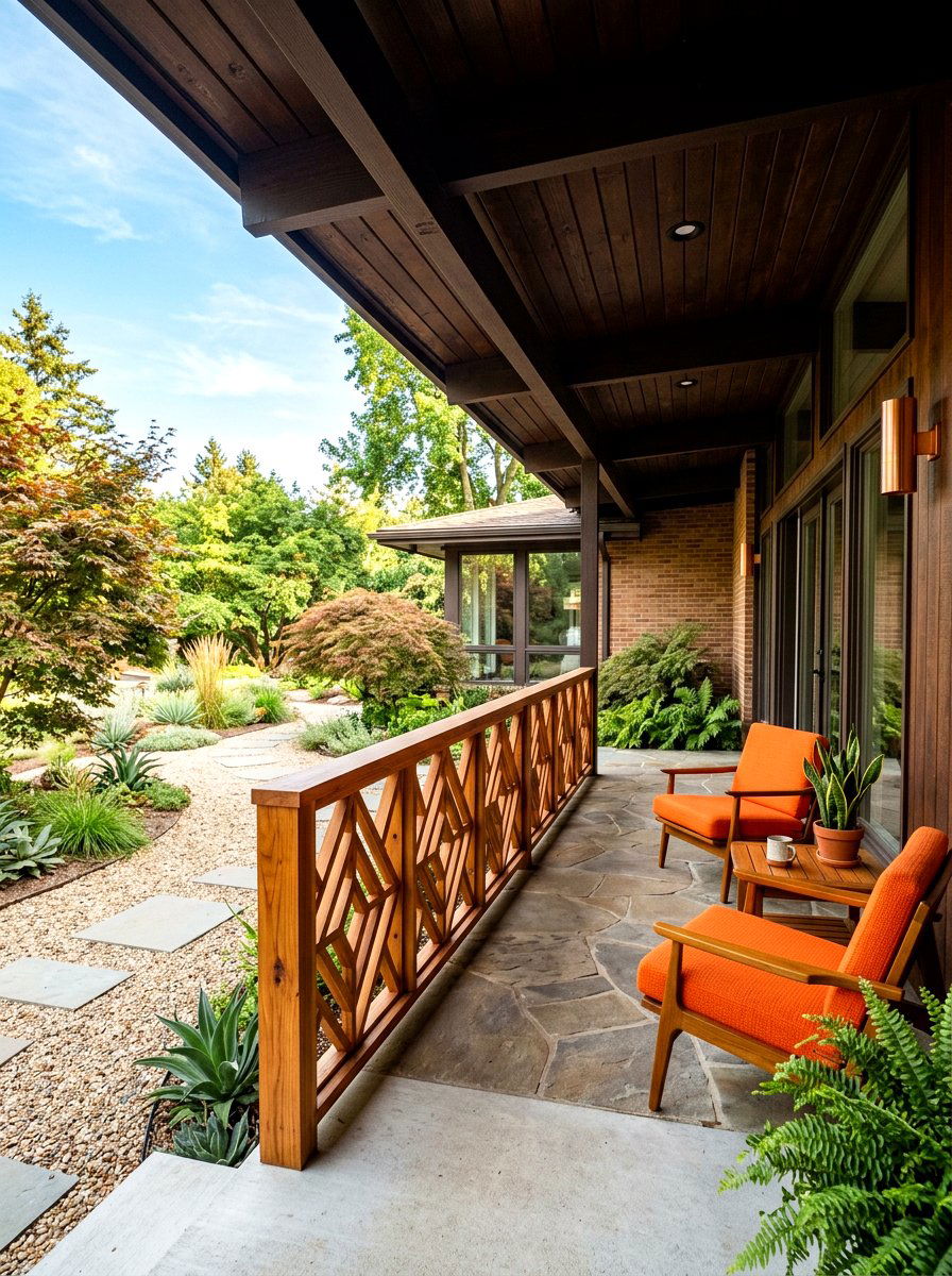 Geometric Wood Railing - 30 porch handrail ideas