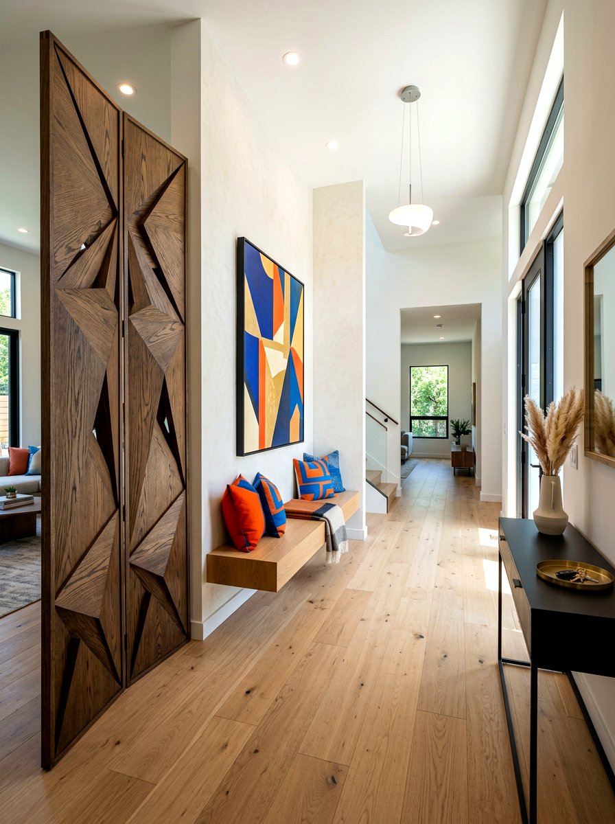 Geometric Wood Screen - 30 folding screen ideas
