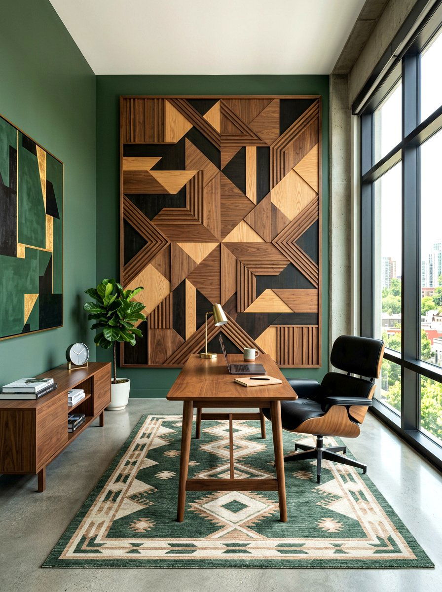 Geometric Wood Wall Panel - 30 wall panel molding ideas