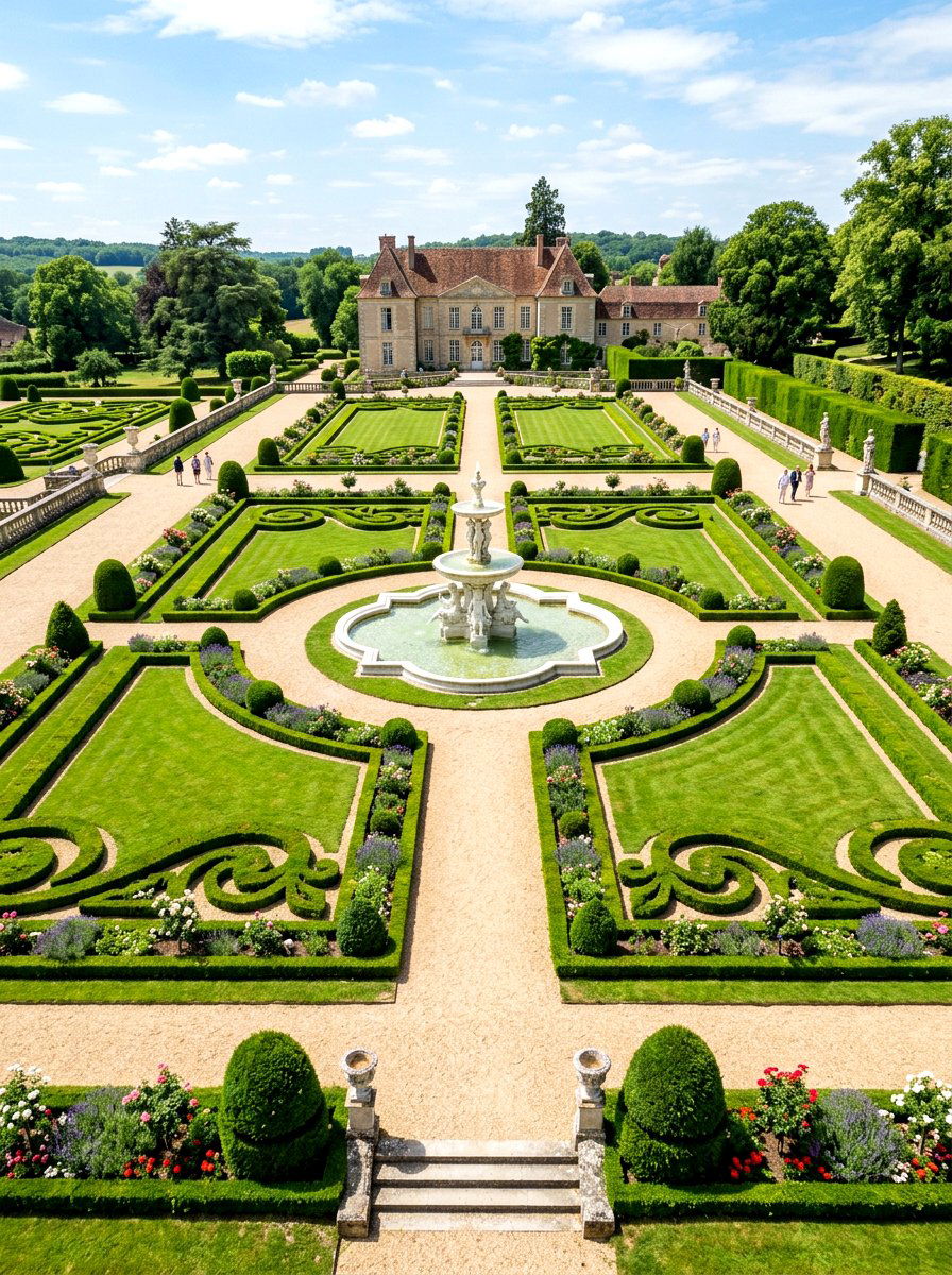 Geometric boxwood hedge - 30 luxury landscaping ideas
