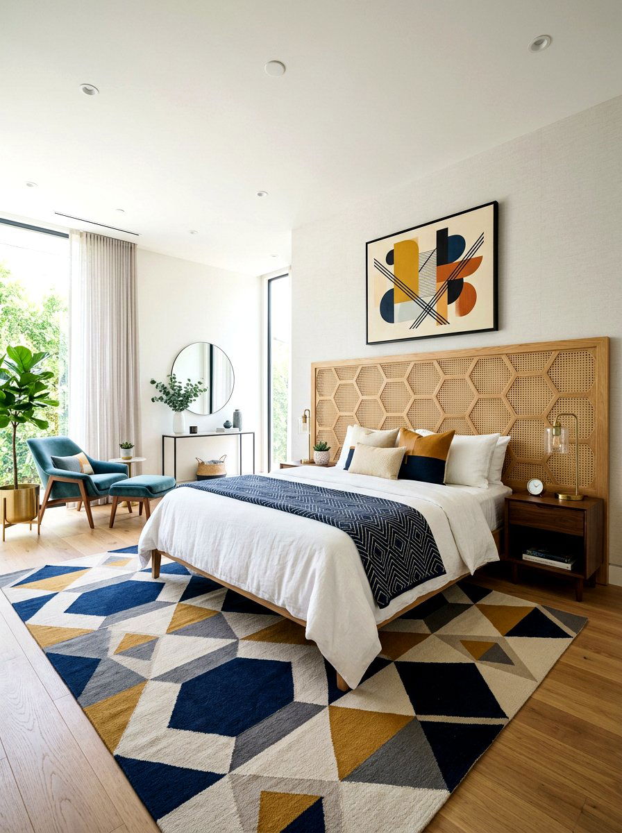 Geometric cane headboard - 30 cane headboard ideas