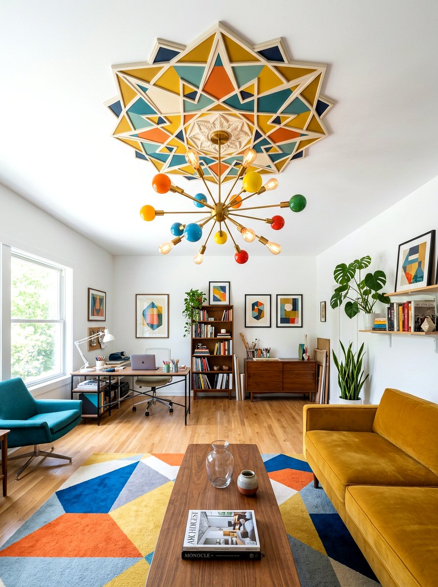 Geometric ceiling medallion - 30 ceiling medallion ideas