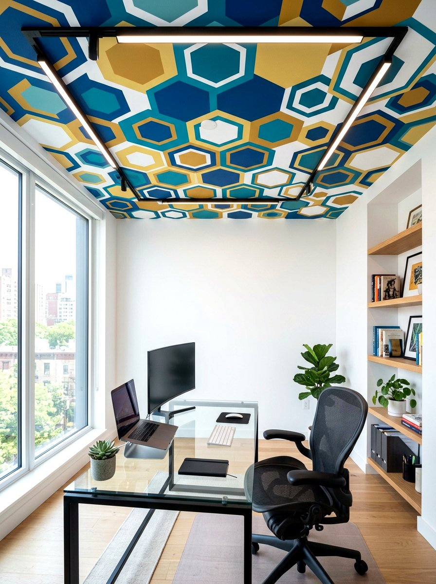 Geometric ceiling mural - 30 ceiling mural ideas