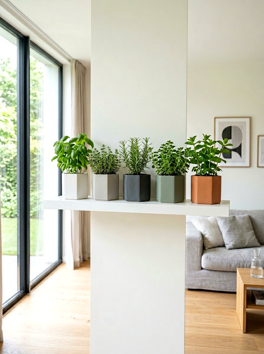 Geometric ceramic herb pots - 30 herb garden planter ideas