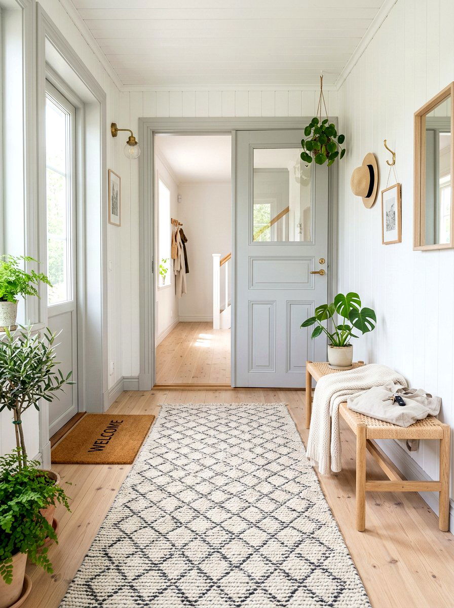 Geometric diamond pattern rug - 30 porch doormat layering ideas
