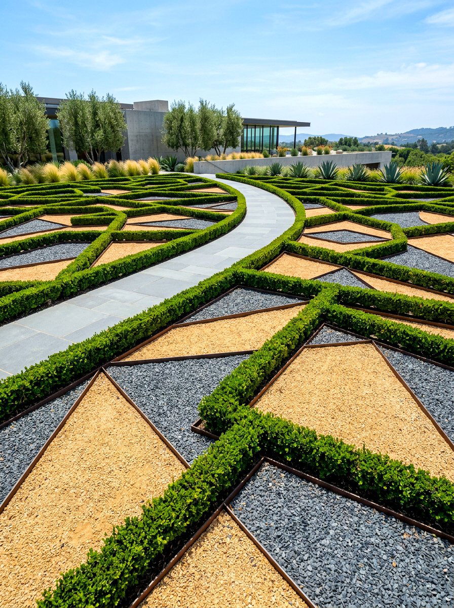Geometric garden patterns - 30 decomposed granite front yard ideas