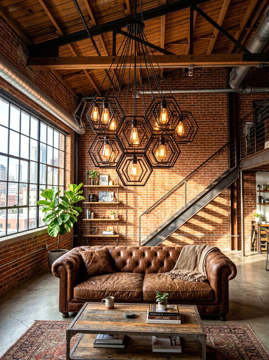Geometric metal cage light - 30 dramatic pendant cluster ideas