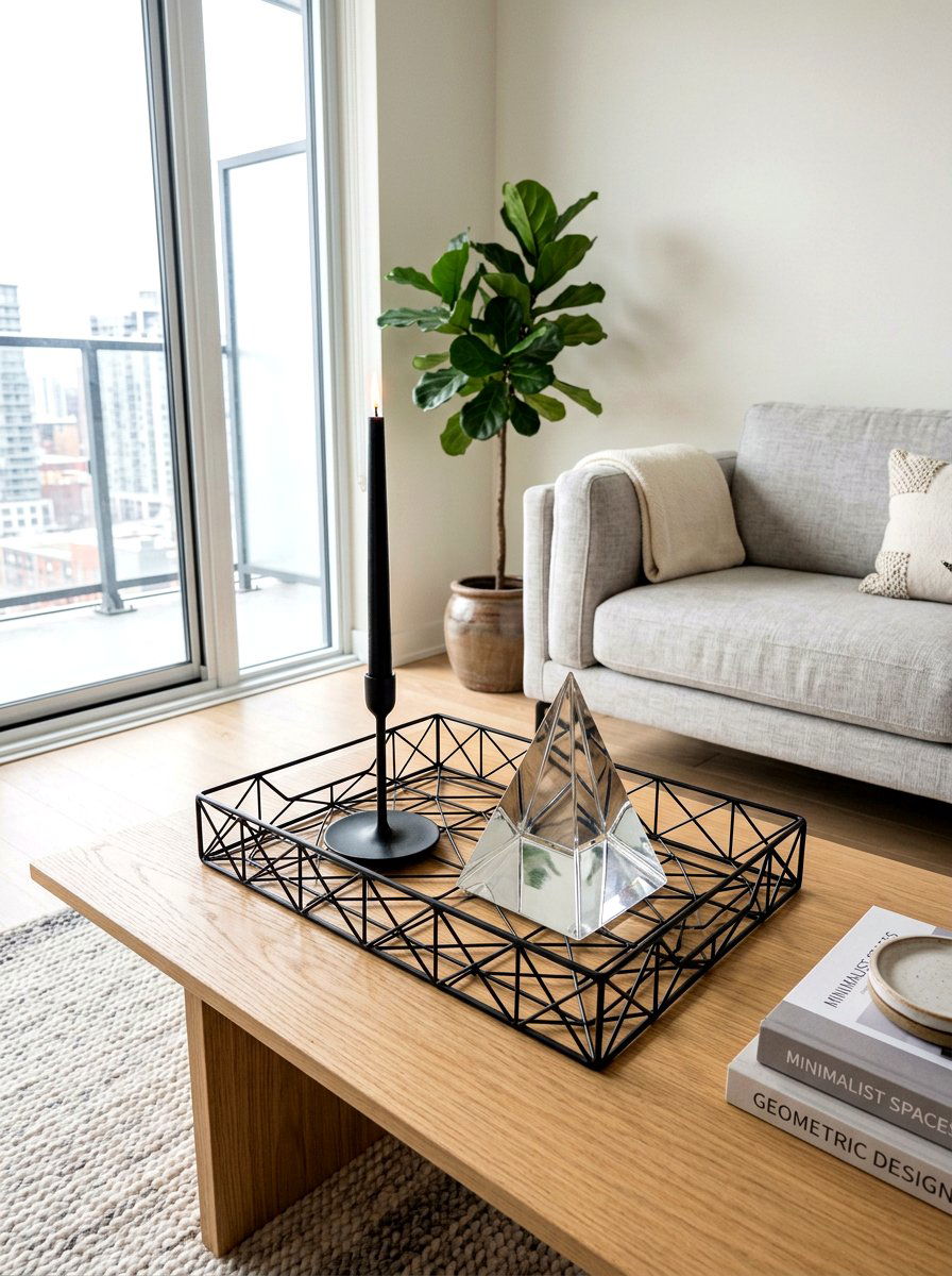 Geometric metal tray - 30 coffee table tray styling ideas