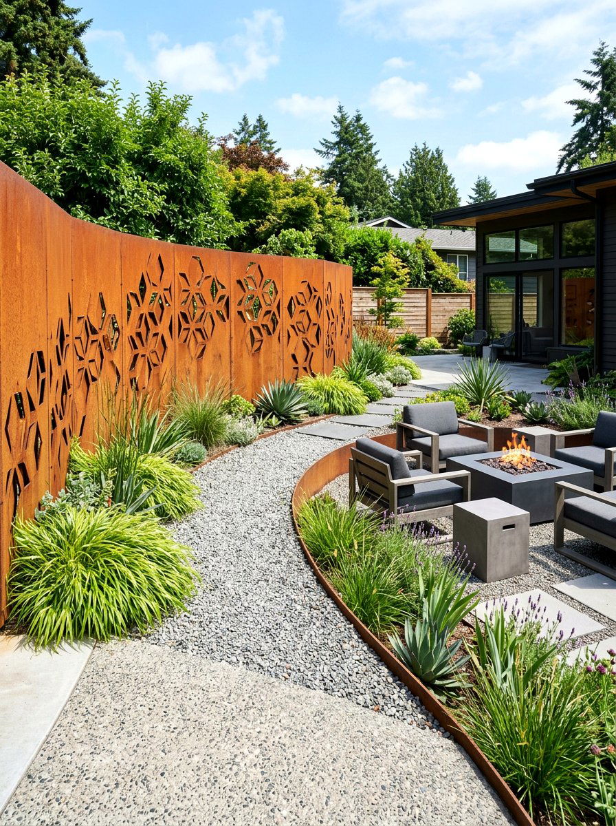 Geometric metal wall panels - 30 outdoor wall art ideas