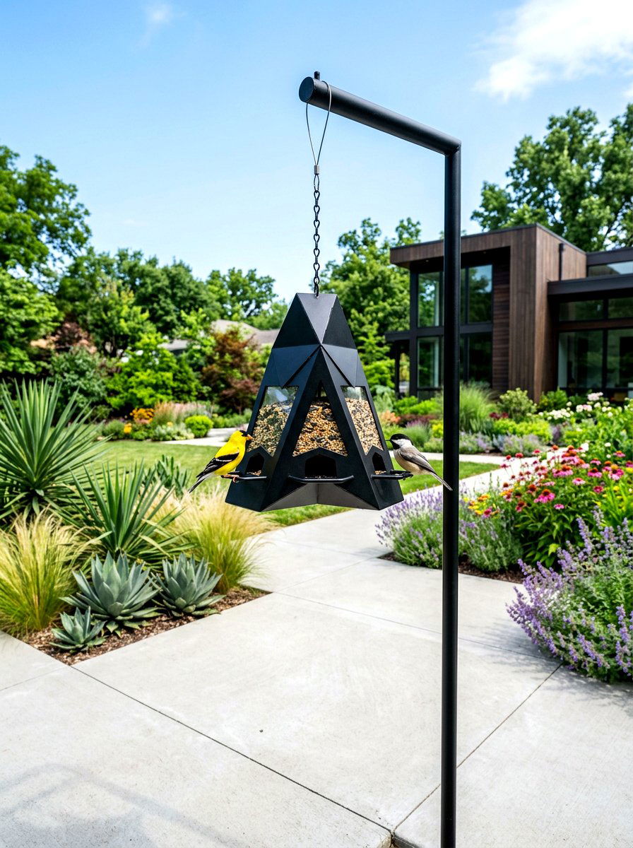 Geometric modern bird feeder - 30 bird feeder garden ideas