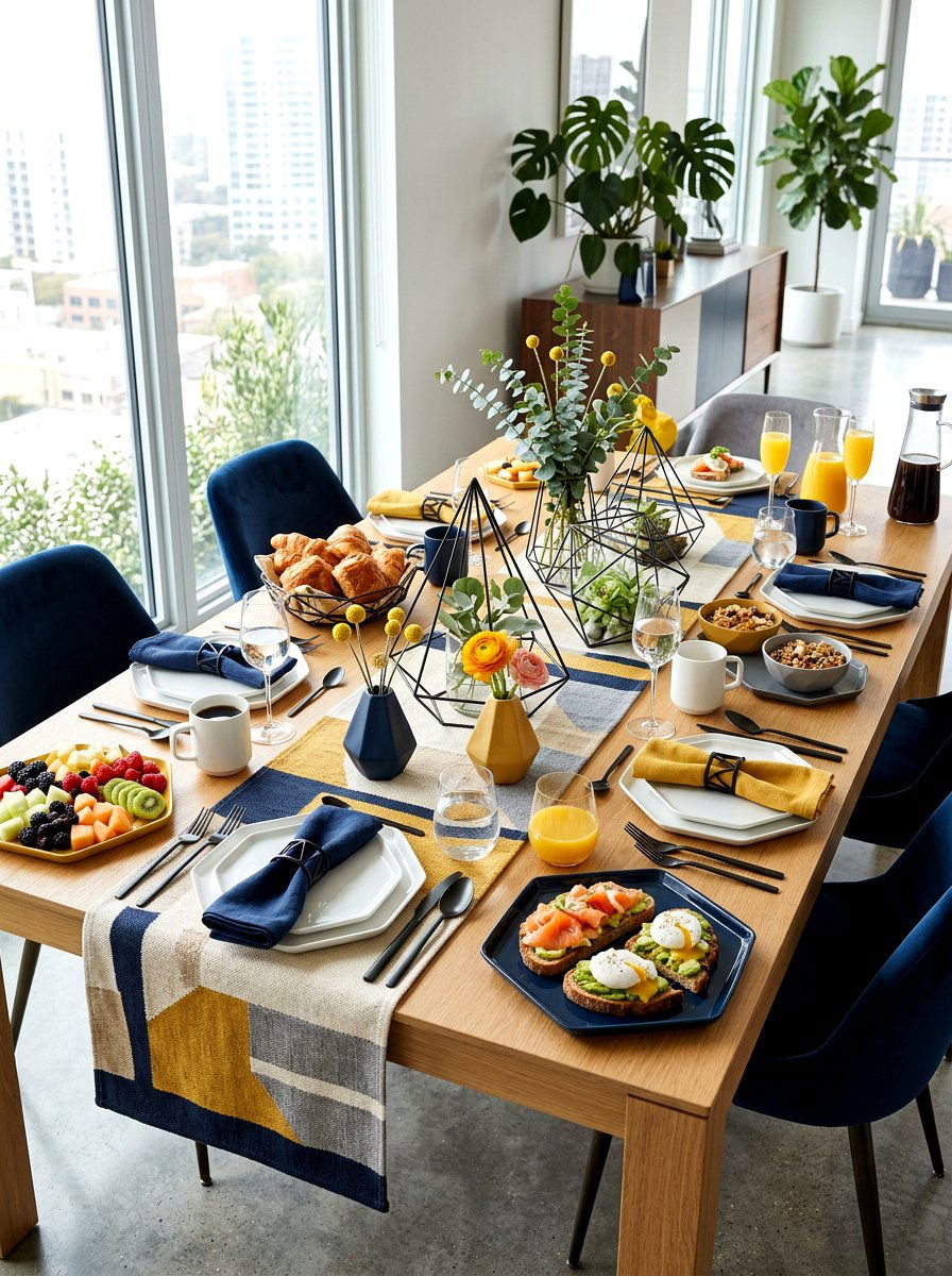 Geometric modern brunch table - 30 elegant brunch table ideas