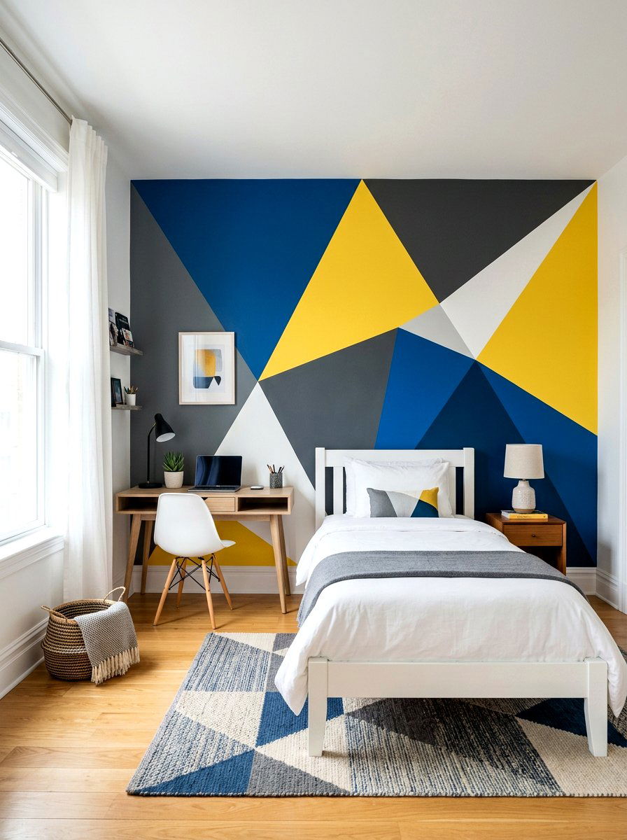 Geometric paint design - 30 boys bedroom decor ideas