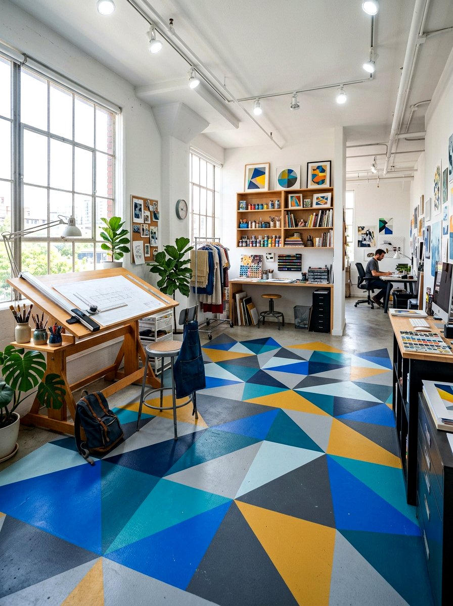 Geometric painted floor - 30 painted floor ideas