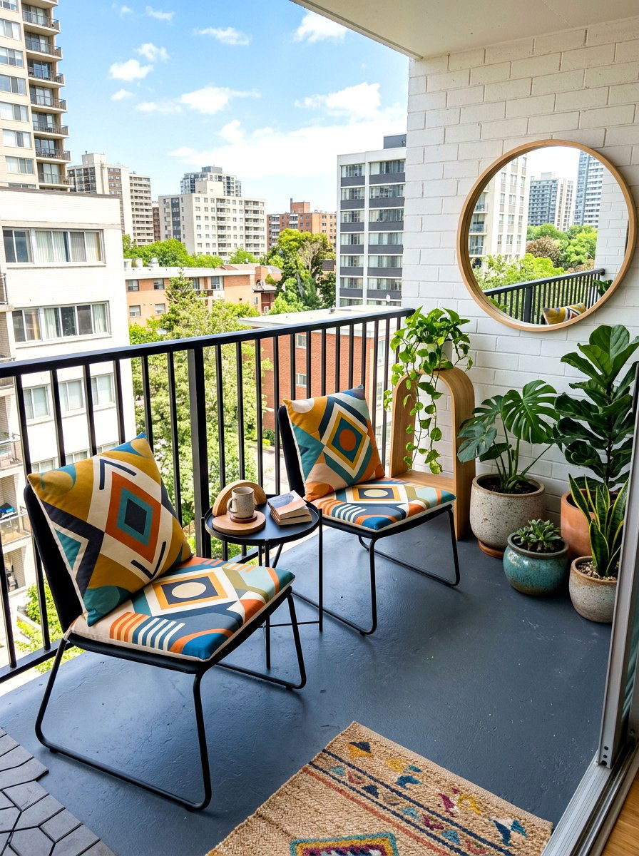 Geometric patio pad - 30 boho patio cushion ideas