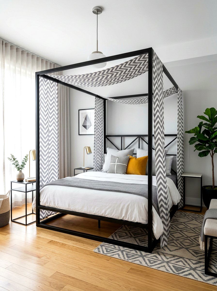 Geometric pattern canopy bed - 30 draped canopy bed ideas