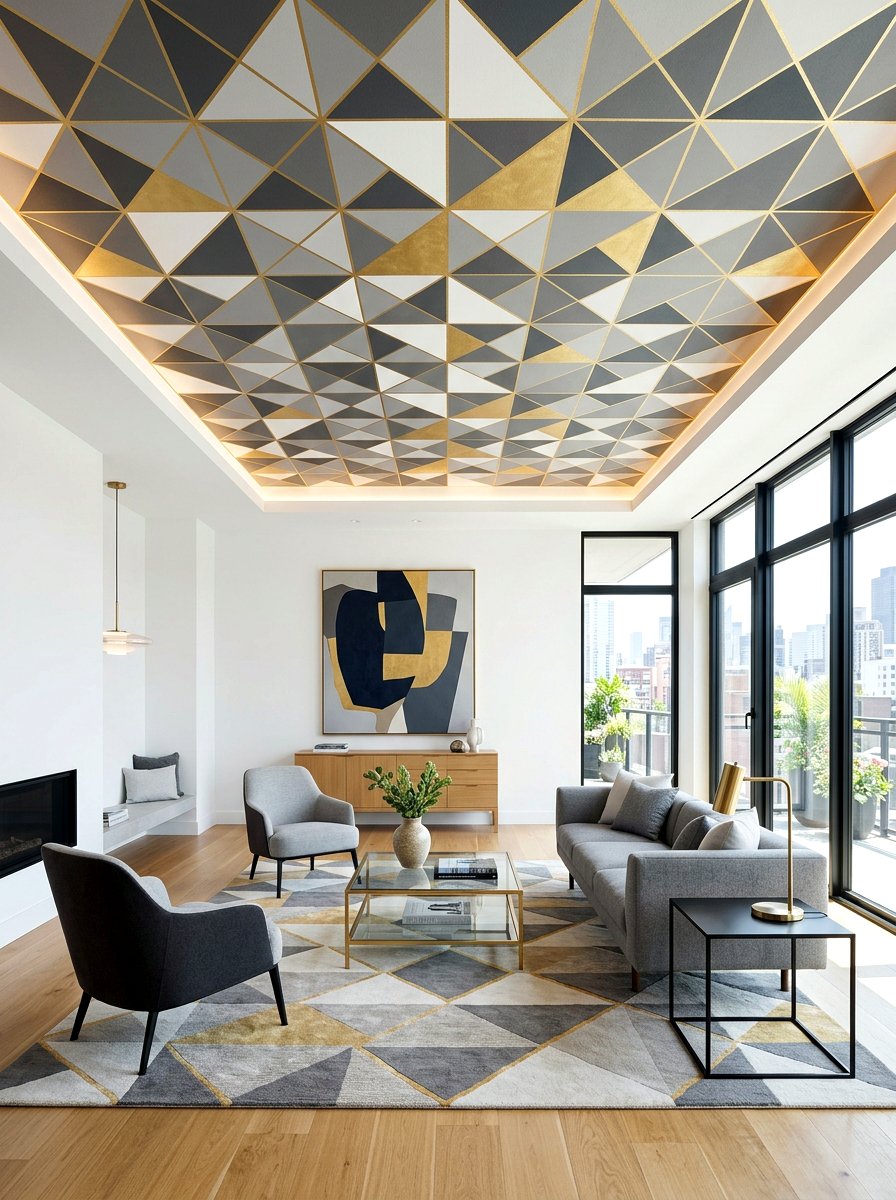 Geometric pattern ceiling - 30 painted ceiling ideas